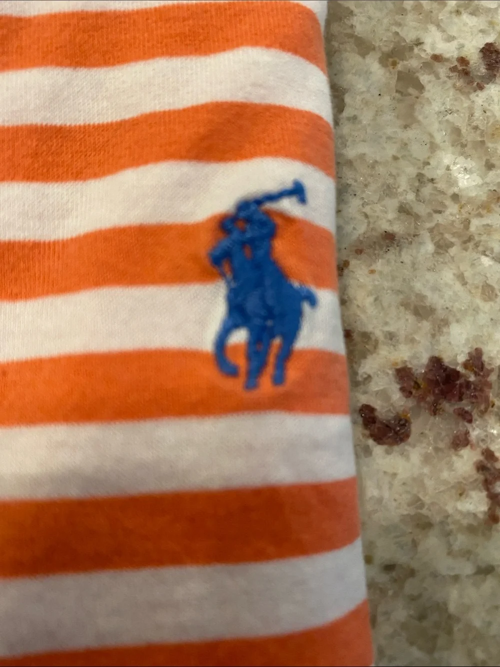 Ralph Lauren Orange and White Striped Polo Tee